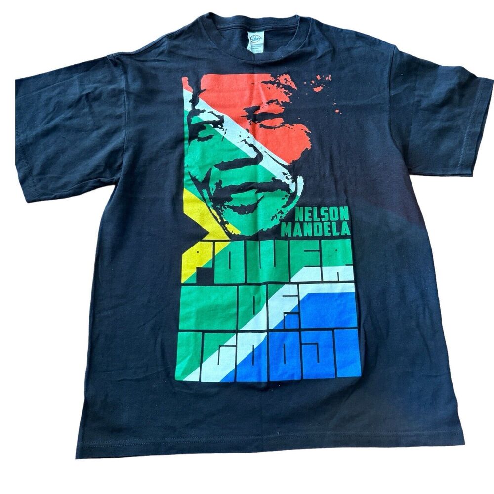 Vtg Nelson Mandela Power Of Good / Free Mandela South Africa Graphic T Shirt L